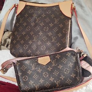 Monogram Crossbody Bag with Tan Accents